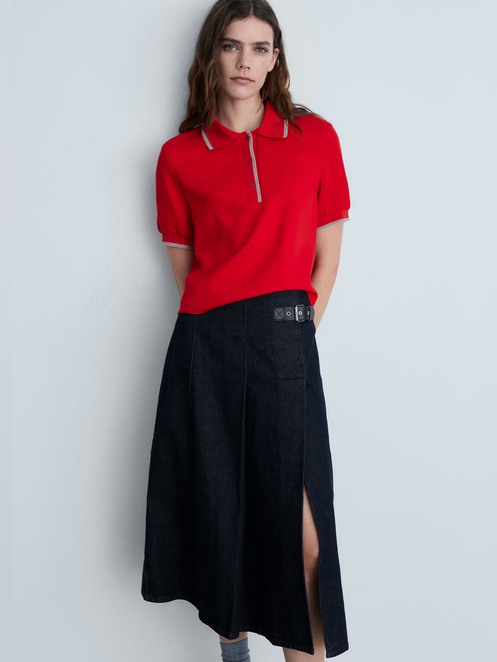 Mango Red Polo shirt with contrasting trim NWT